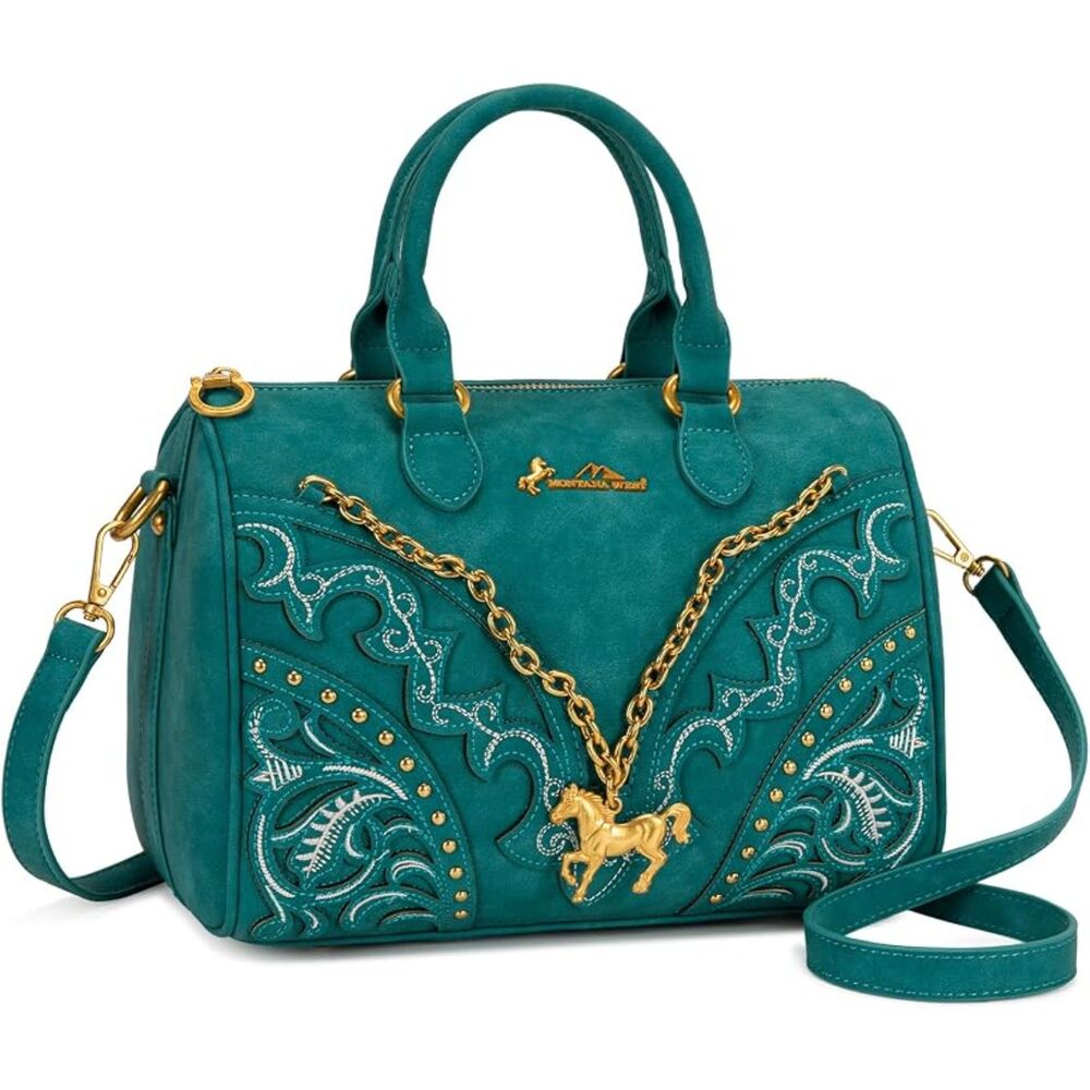 NWT Montana West Turquoise Embroidered Satchel Bag - Picture 3 of 5